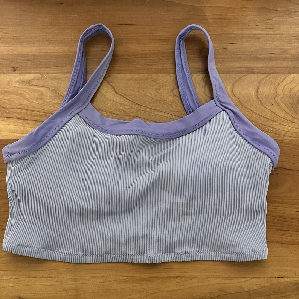 Aerie Women's Ribbed Scoop Padded Bralette Size Medium 2 Shades Of Blue